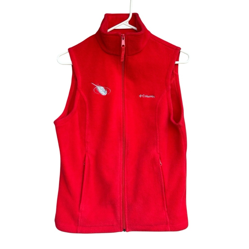 Columbia Macks Prairie Wings Vest Womens Red Small Sleeveless Full Zip Outdoor